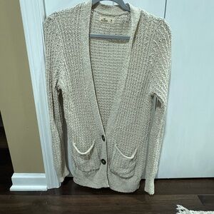 Beige Knit Cardigan Sweater